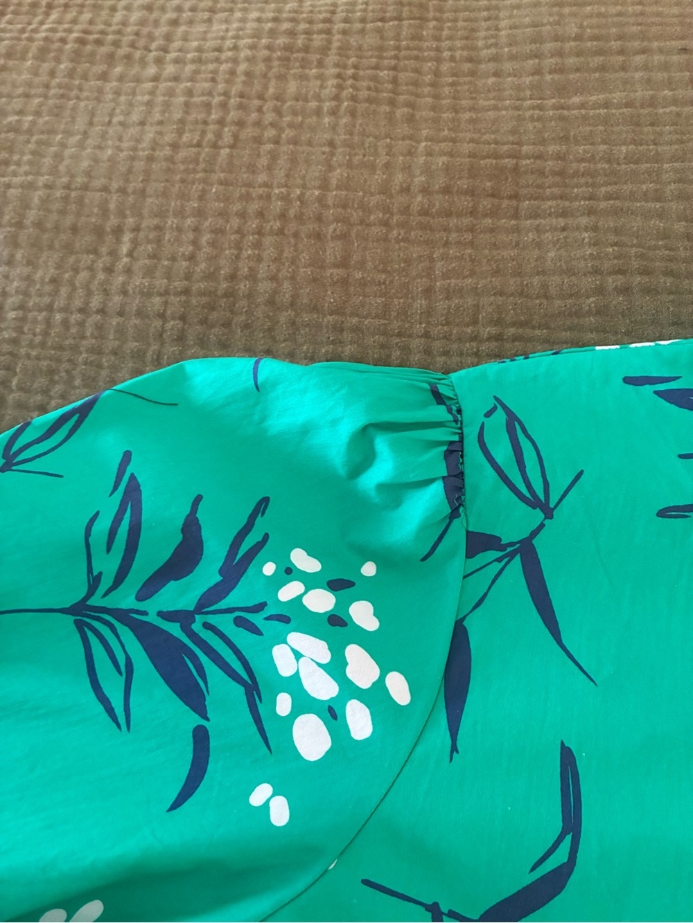 Fantastic Fawn Melinda Teal Floral Midi Dress 100% Cotton Belted Shirt Dress L - Picture 11 of 11